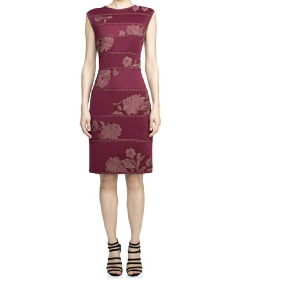 Tadashi Shoji Kitami Floral Embroidered Neoprene Dress